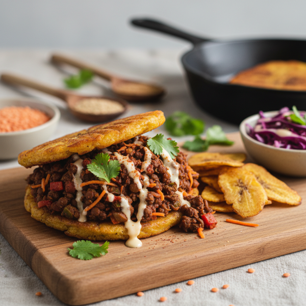 Fibre-Packed Lentil Sloppy Joes with Crispy Plantain Buns recipe