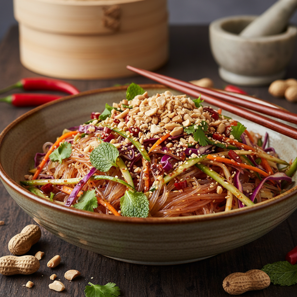 Fiery Asian Noodle Salad with Crunchy Peanuts recipe