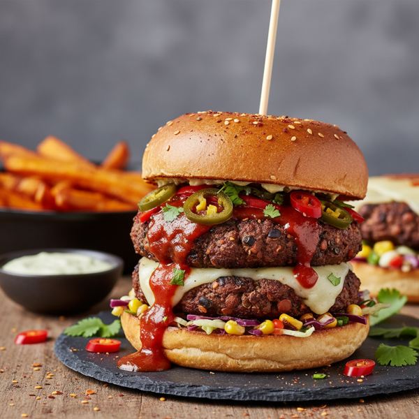 Fiery Black Bean and Lentil Burgers recipe
