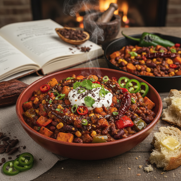 Fiery Chocolate Veggie Chili Delight recipe