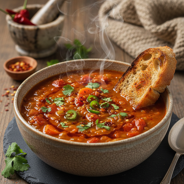 Fiery Comfort Spicy Lentil Soup recipe
