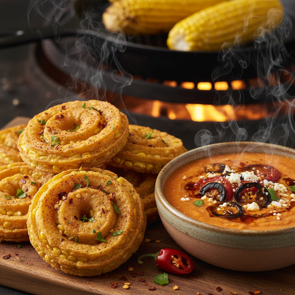 Fiery Corn Churros with Smoky Tomato Queso Dip recipe