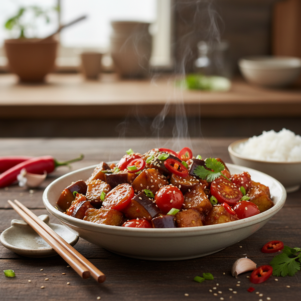Fiery Eggplant and Tomato Stir-Fry recipe