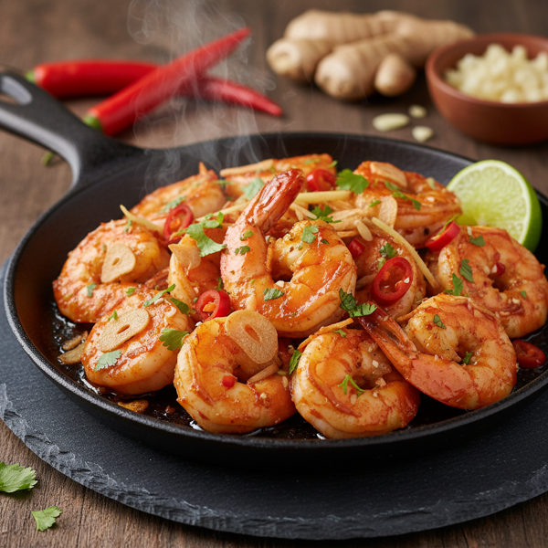 Fiery Garlic Ginger Prawns recipe