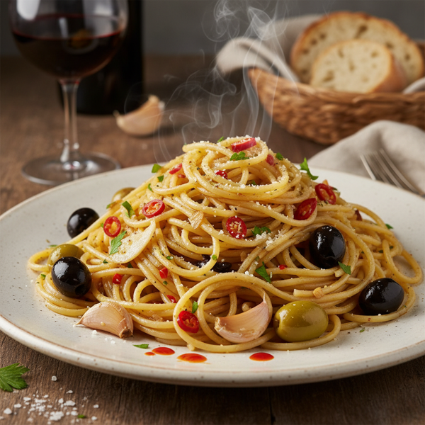 Fiery Garlic and Olive Oil Spaghetti Aglio e Olio recipe