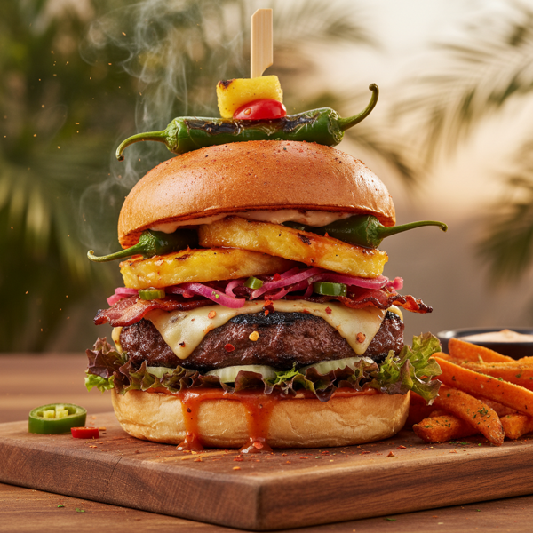 Fiery Pineapple Paradise Burger recipe