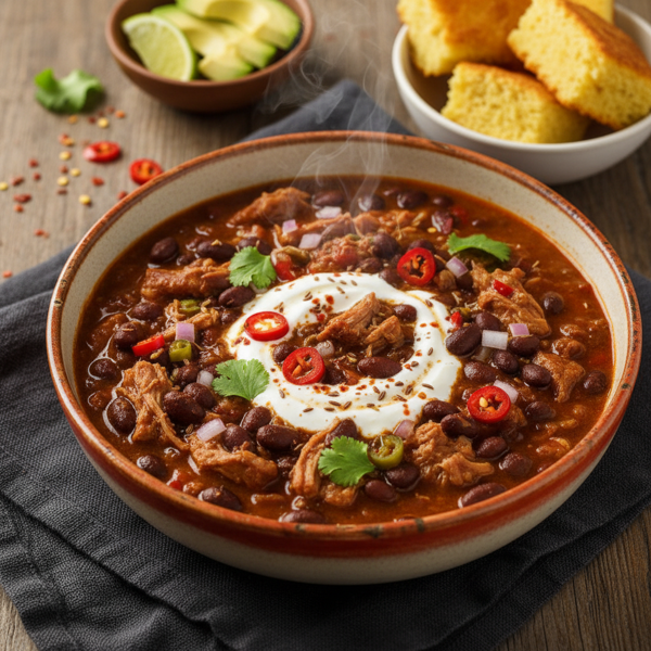 Fiery Pork and Black Bean Chili Delight recipe