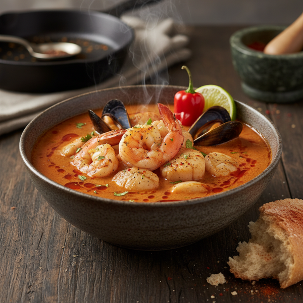 Fiery Seafood Delight Bisque recipe