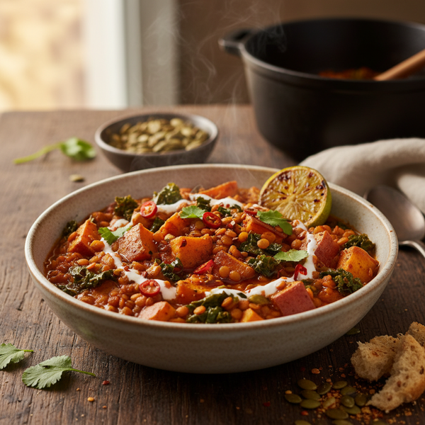 Fiery Sweet Potato and Lentil Delight recipe