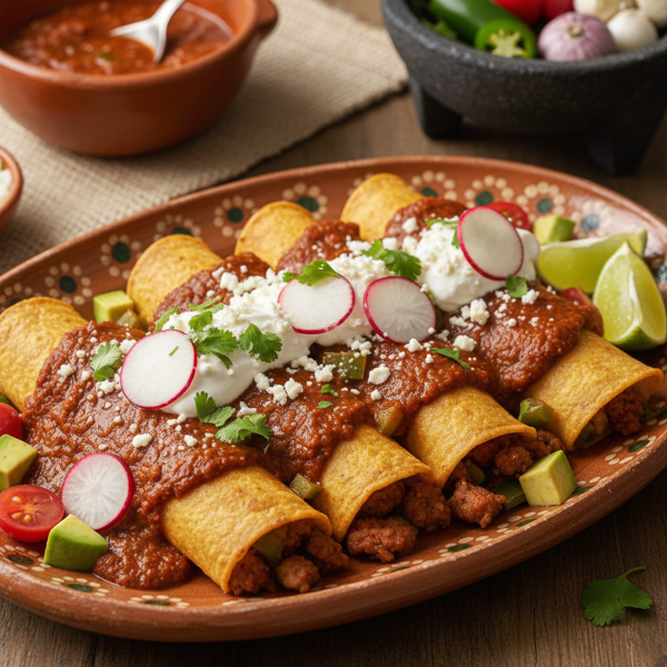Fiesta Chorizo Enchiladas with Fresh Toppings recipe