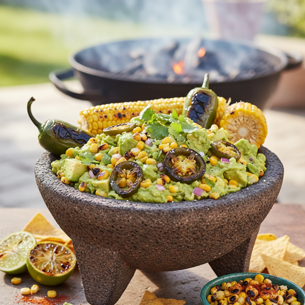 Fire-Grilled Corn & Jalapeño Guacamole recipe