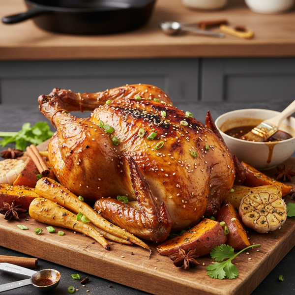 Five Spice Glazed Roasted Chicken recipe