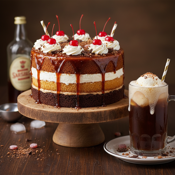 Fizzy Root Beer Float Layer Cake recipe