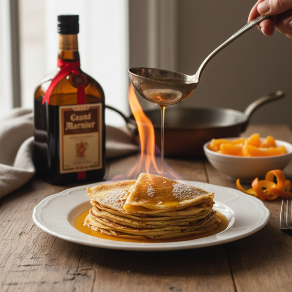 Flambéed Orange Crepes with Grand Marnier recipe