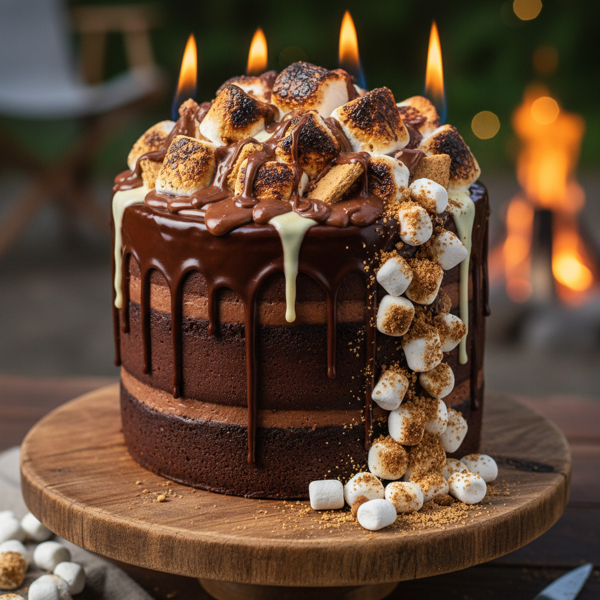 Flame-Kissed S'Mores Drip Cake recipe
