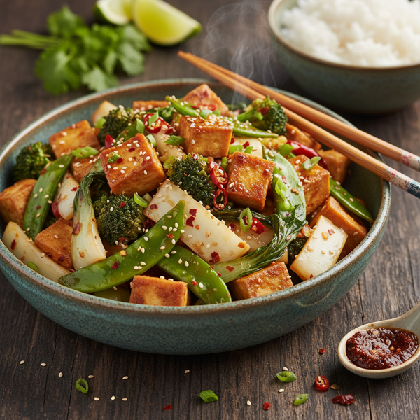 Flavor-Packed Spicy Tofu Stir-Fry with Crunchy Greens recipe