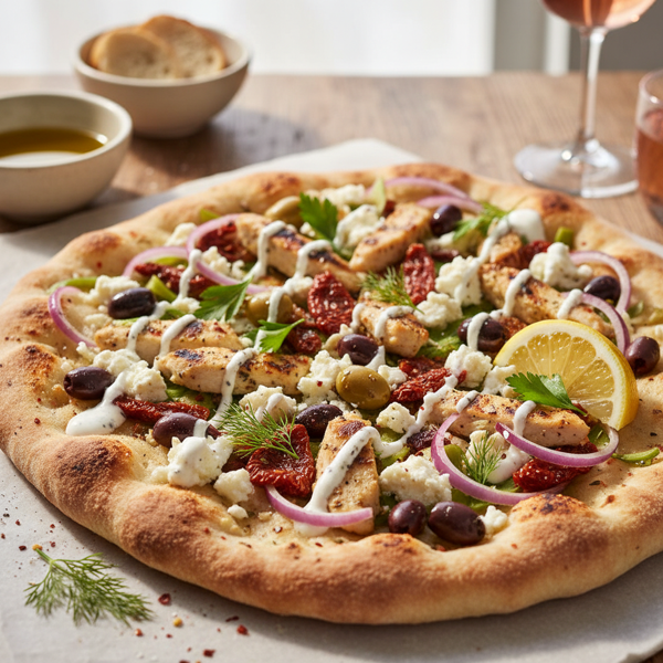 Flavorful Greek-style Flatbread Pizza recipe
