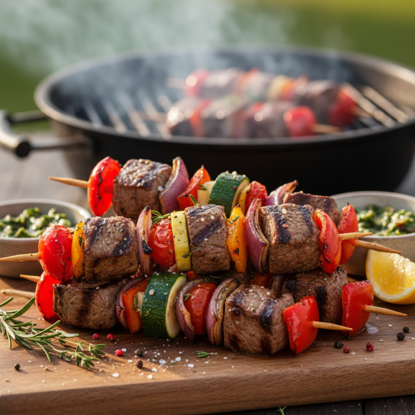 Flavorful Grilled Steak and Veggie Skewers recipe