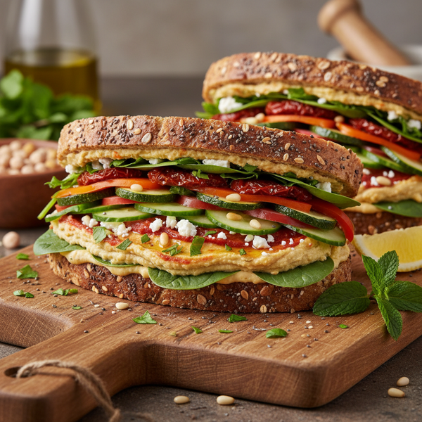 Flavorful Hummus Delight Sandwich recipe