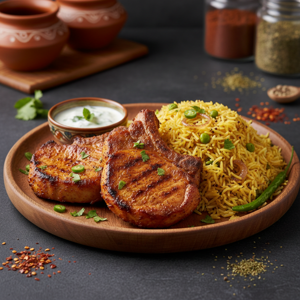 Flavorful Indian-Style Pork Chops with Savory Rice recipe