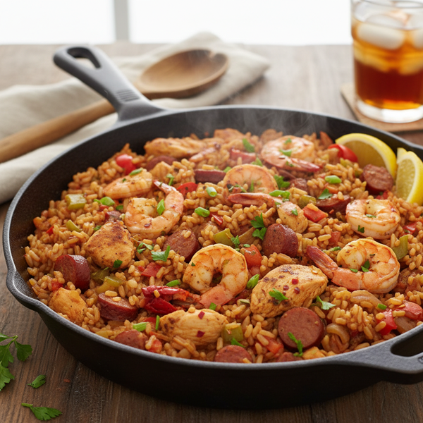 Flavorful One-Pan Brown Rice Jambalaya recipe