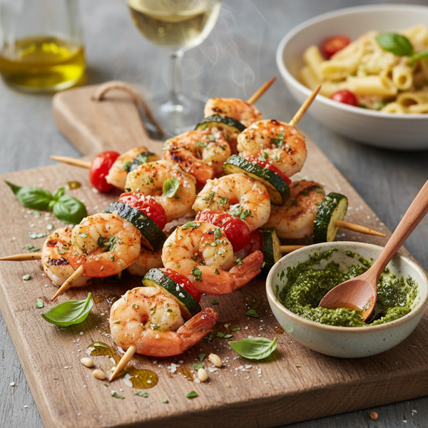 Flavorful Pesto Infused Shrimp Skewers recipe