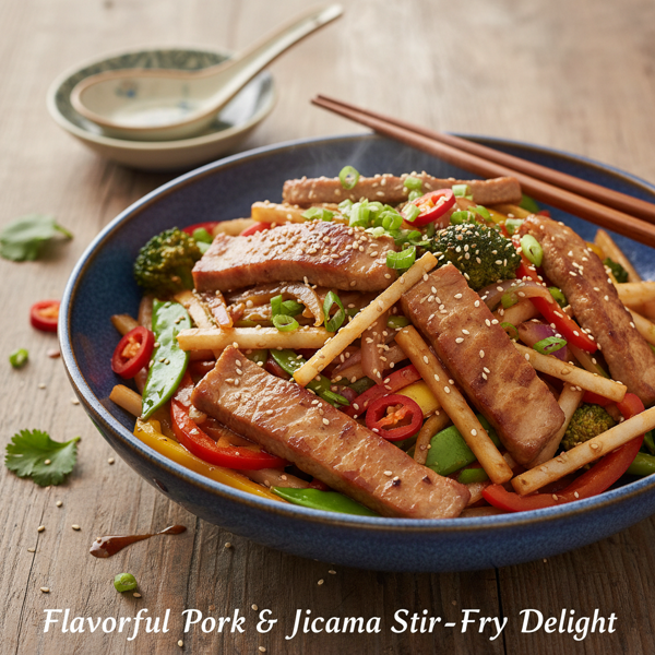 Flavorful Pork & Jicama Stir-Fry Delight recipe