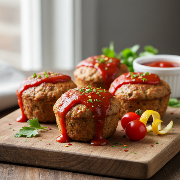 Flavorful Turkey Mini Meatloaves with Zesty Ketchup Glaze recipe