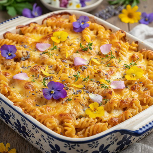 Floral Bliss Cheesy Pasta Bake recipe