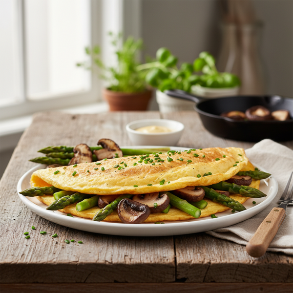Fluffy Asparagus and Mushroom Omelette recipe