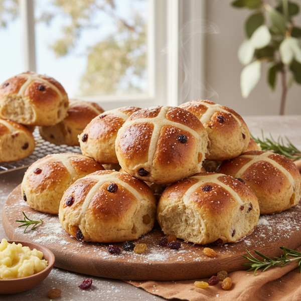 Fluffy Aussie Potato Hot Cross Buns recipe