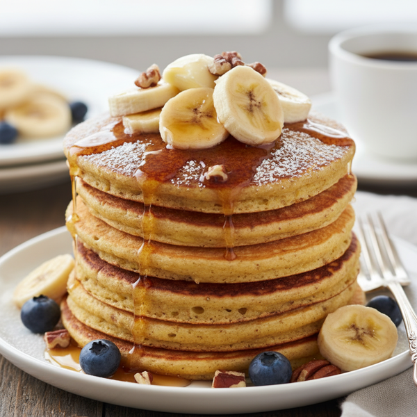 Fluffy Banana Cornmeal Pancakes recipe