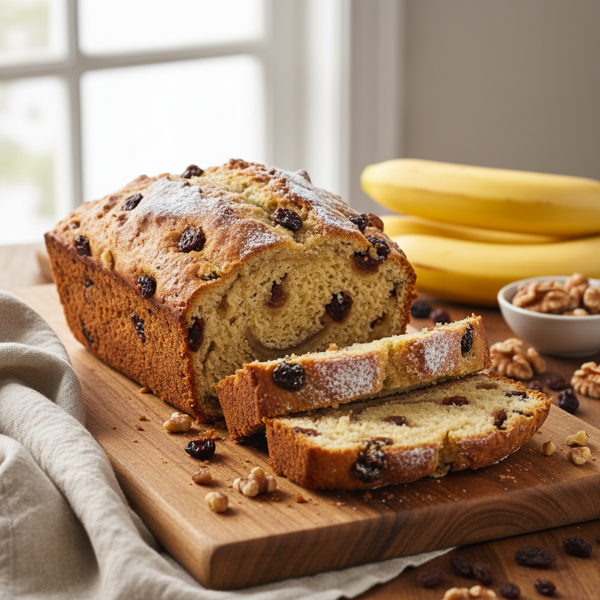 Fluffy Banana Nut Raisin Bread recipe