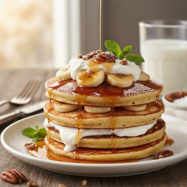 Fluffy Banana Sour Cream Delight Pancakes recipe