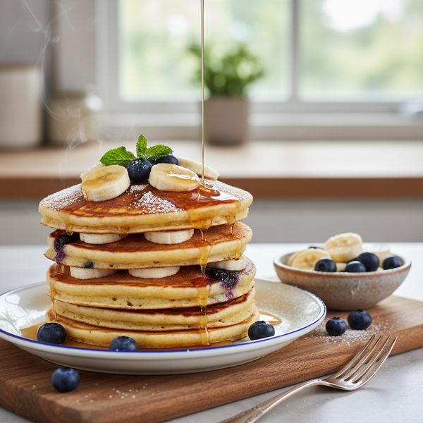 Fluffy Blueberry Banana Bliss Pancakes recipe