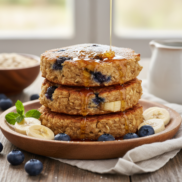 Fluffy Blueberry Banana Oatcakes recipe