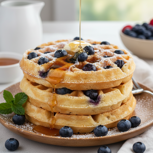 Fluffy Blueberry Buttermilk Waffles recipe