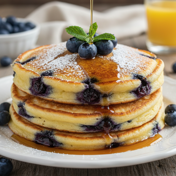 Fluffy Blueberry Crepe-style Pancakes recipe
