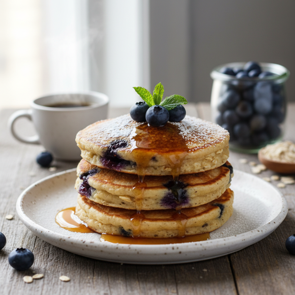 Fluffy Blueberry Oatmeal Pancakes for One recipe
