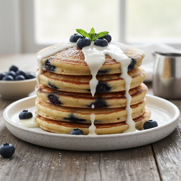 Fluffy Blueberry Sour Cream Pancakes recipe