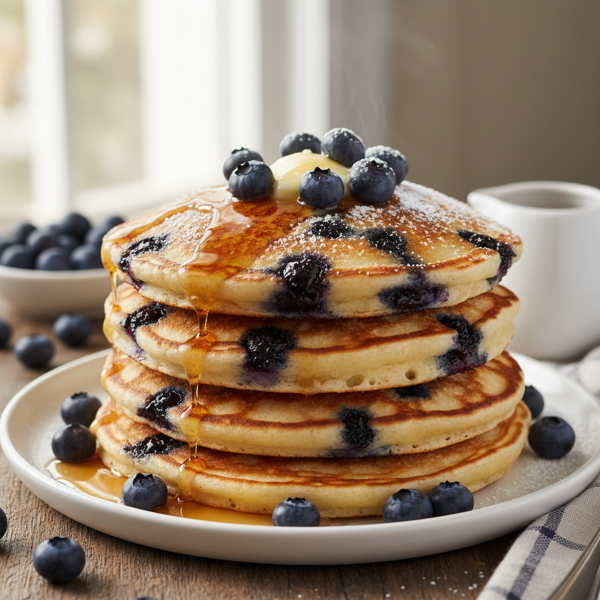 Fluffy Buttermilk Blueberry Pancakes recipe