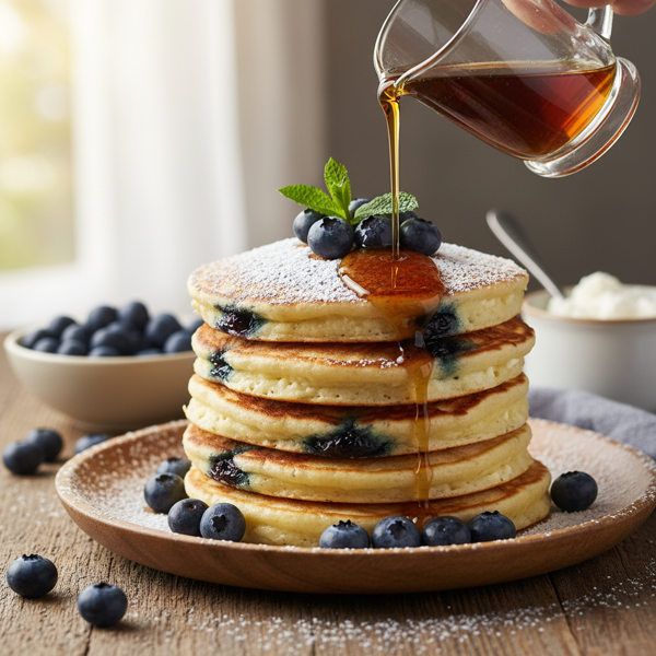 Fluffy Cottage Cheese Blueberry Pancakes recipe