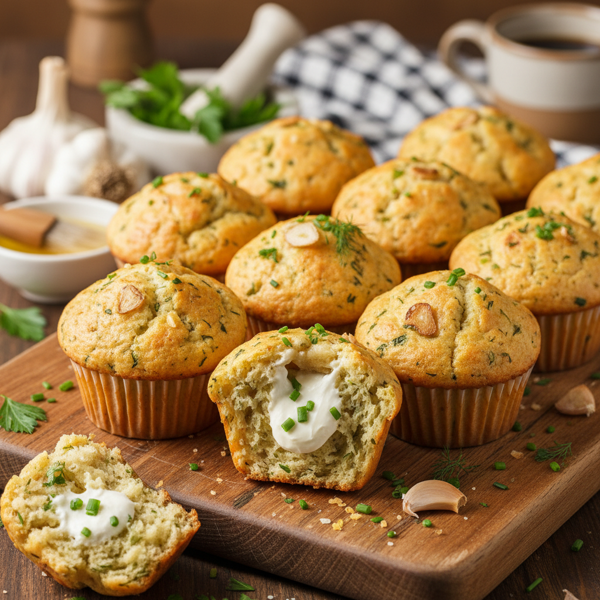 Fluffy Garlic Herb Cream Cheese Muffins recipe