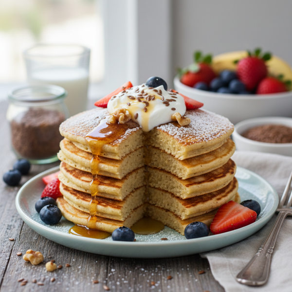 Fluffy High-Protein Flax Pancakes recipe
