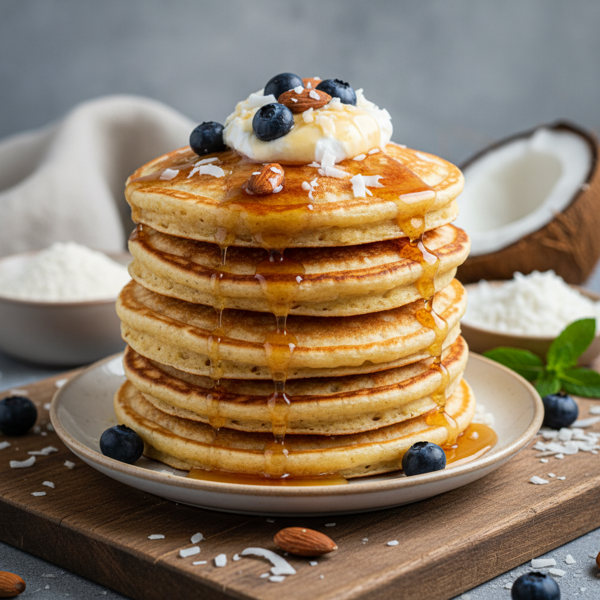 Fluffy Keto Almond Coconut Pancakes recipe
