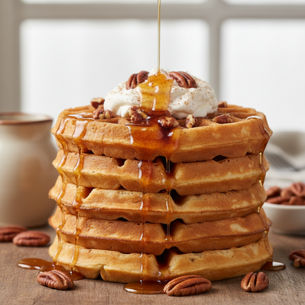 Fluffy Maple Pecan Delight Waffles recipe