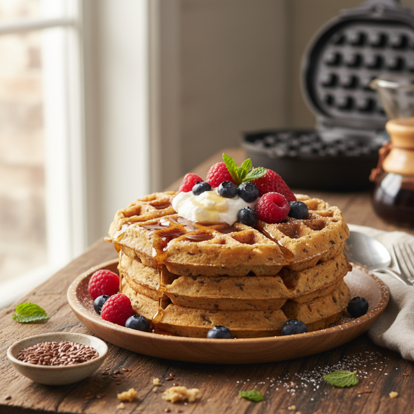 Fluffy Vegan Waffles with Flaxseed recipe