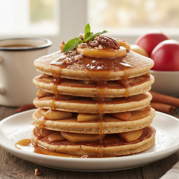 Fluffy Whole Wheat Apple-Cinnamon Pancakes recipe