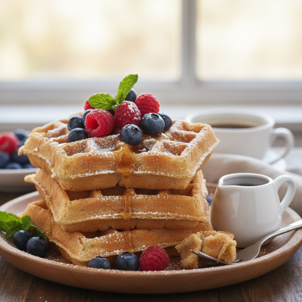 Fluffy Whole Wheat Belgian Waffles recipe
