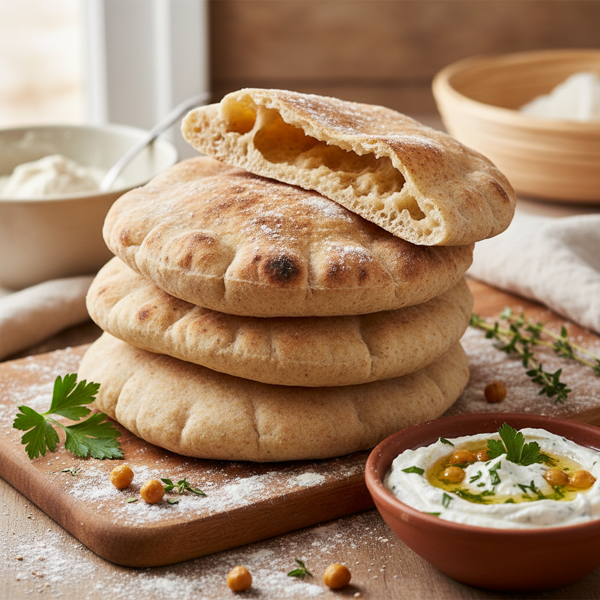 Fluffy Whole Wheat Sourdough Pita Bread recipe